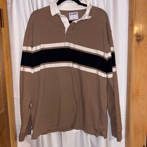 Old Navy Men's Tan and Black Striped Shirt